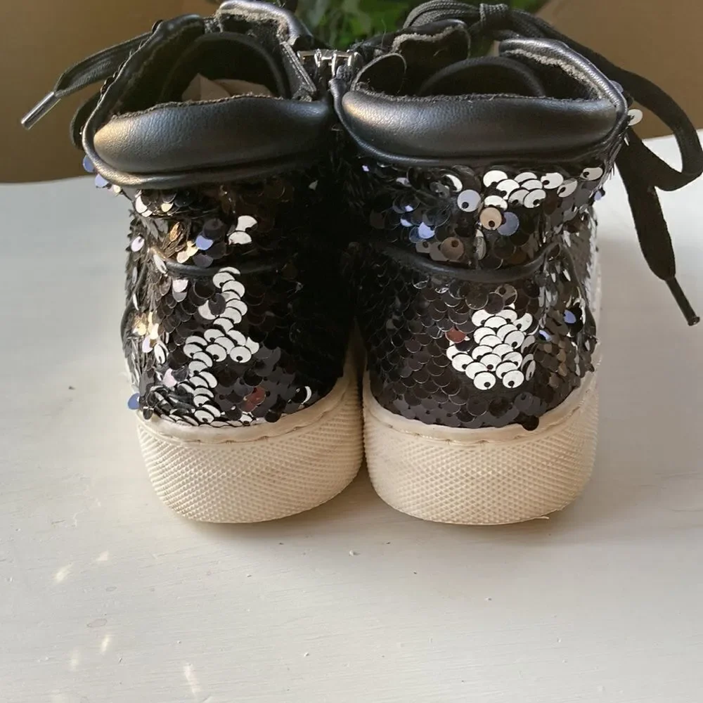 Kidpik Black Sequin Hightop Sneakers Size 3